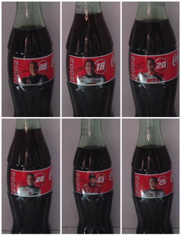 € 30,00 coca cola 6 flessen Nascar deel 1 nrs. 0747, 0748, 0749, 0750, 0751, 0752